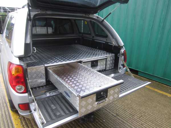 Ssangyong Korando Sports (12-17) Low Chequer Plate Tray Bins / Drawers Systems
