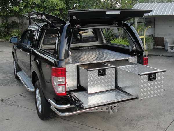 Nissan Navara D40 MK1 (2005-2010) Chequer Plate Tray Bins / Drawers Systems